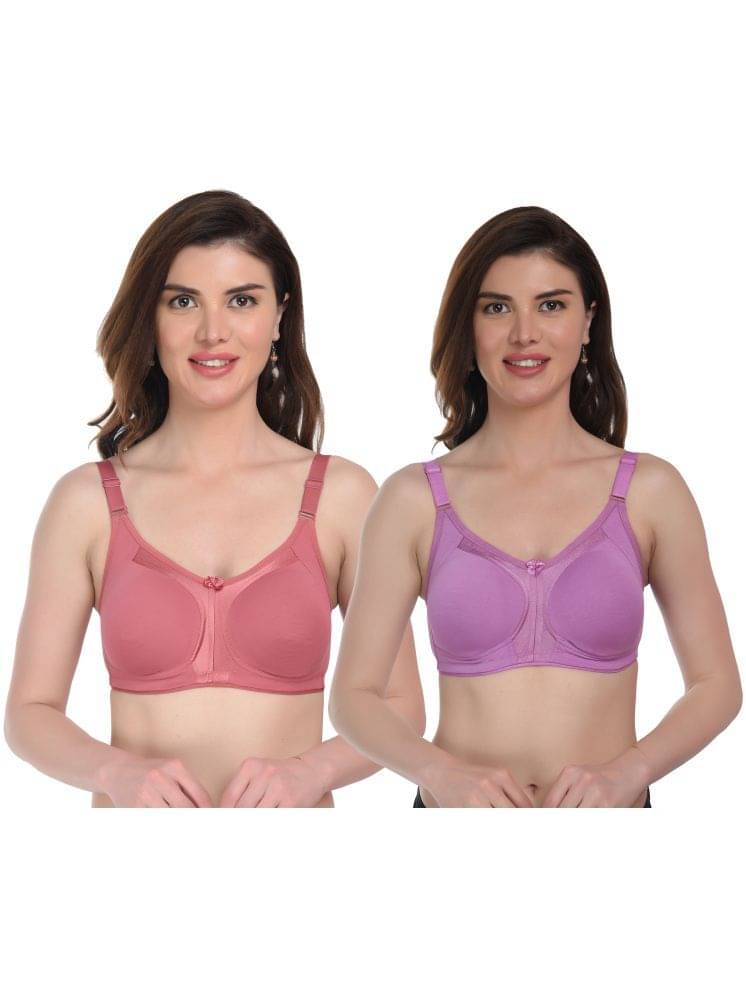     			Viral Girl Pack of 2 Lycra Non Padded Women's Everyday Bra ( Pink ) VM-RIVA-MAROON-PINK