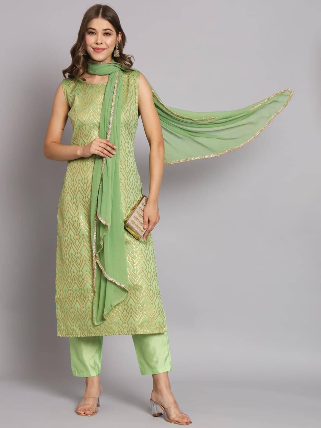 VredeVogel Cotton Silk Self Design Kurti With Pants Women's Stitched Salwar Suit - Green ( Pack of 1 )     			VredeVogel Cotton Silk Self Design Kurti With Pants Women's Stitched Salwar Suit - Green ( Pack of 1 )