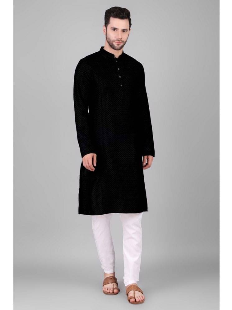     			koshin Black Silk Men's Regular Kurta ( Pack of 1 )