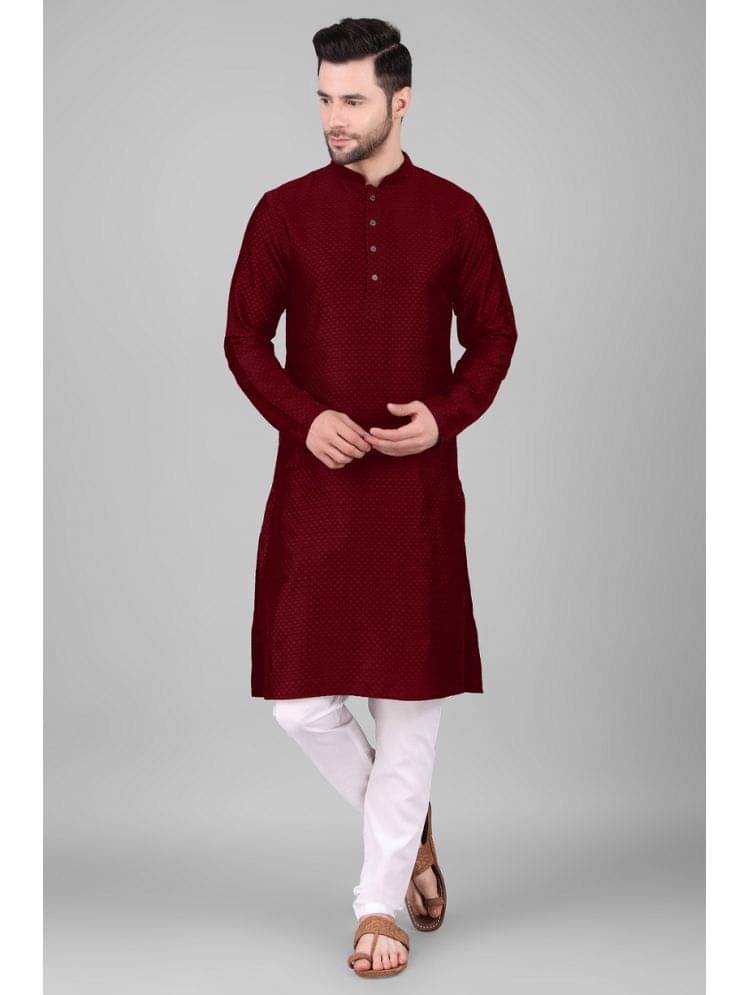 koshin Maroon Silk Men's Regular Kurta ( Pack of 1 ) koshin Maroon Silk Men's Regular Kurta ( Pack of 1 )