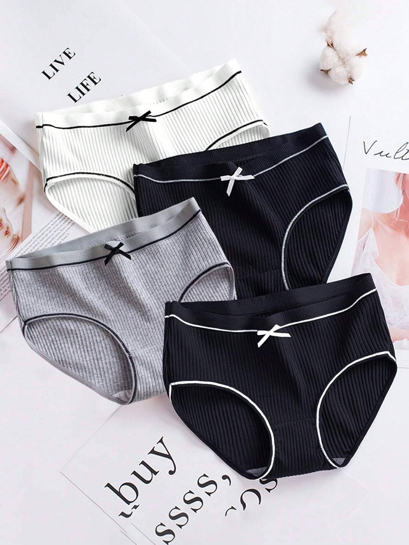 Adina Claim comfort Pack of 3 Cotton Self Design Women's Bikini ( Multicolor )