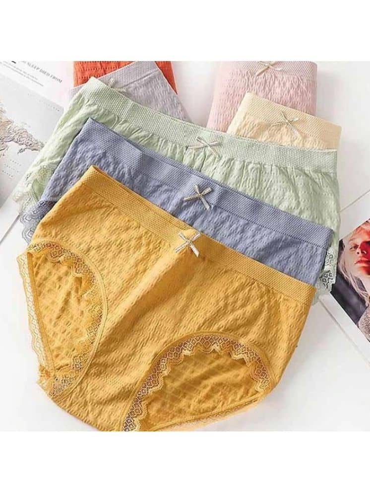 Adina Claim comfort Pack of 3 Cotton Lycra Self Design Women's Bikini ( Multicolor )