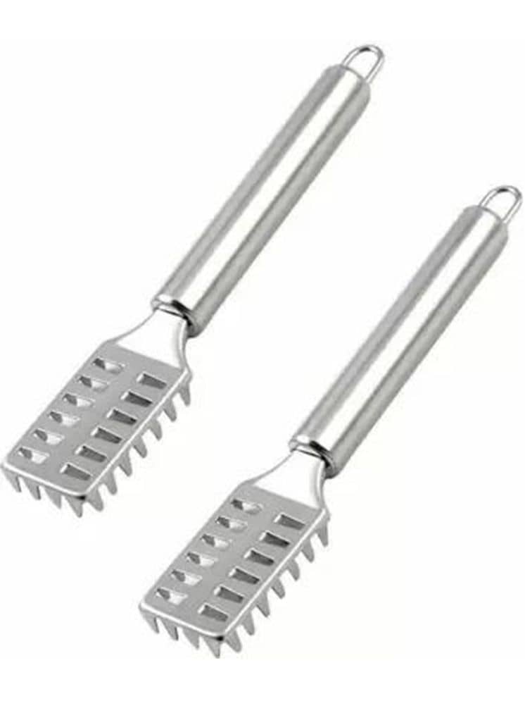 Analog Kitchenware Silver Stainless Steel Meat/Chicken/Fish Skin Remove Scale ( Set of 2 )