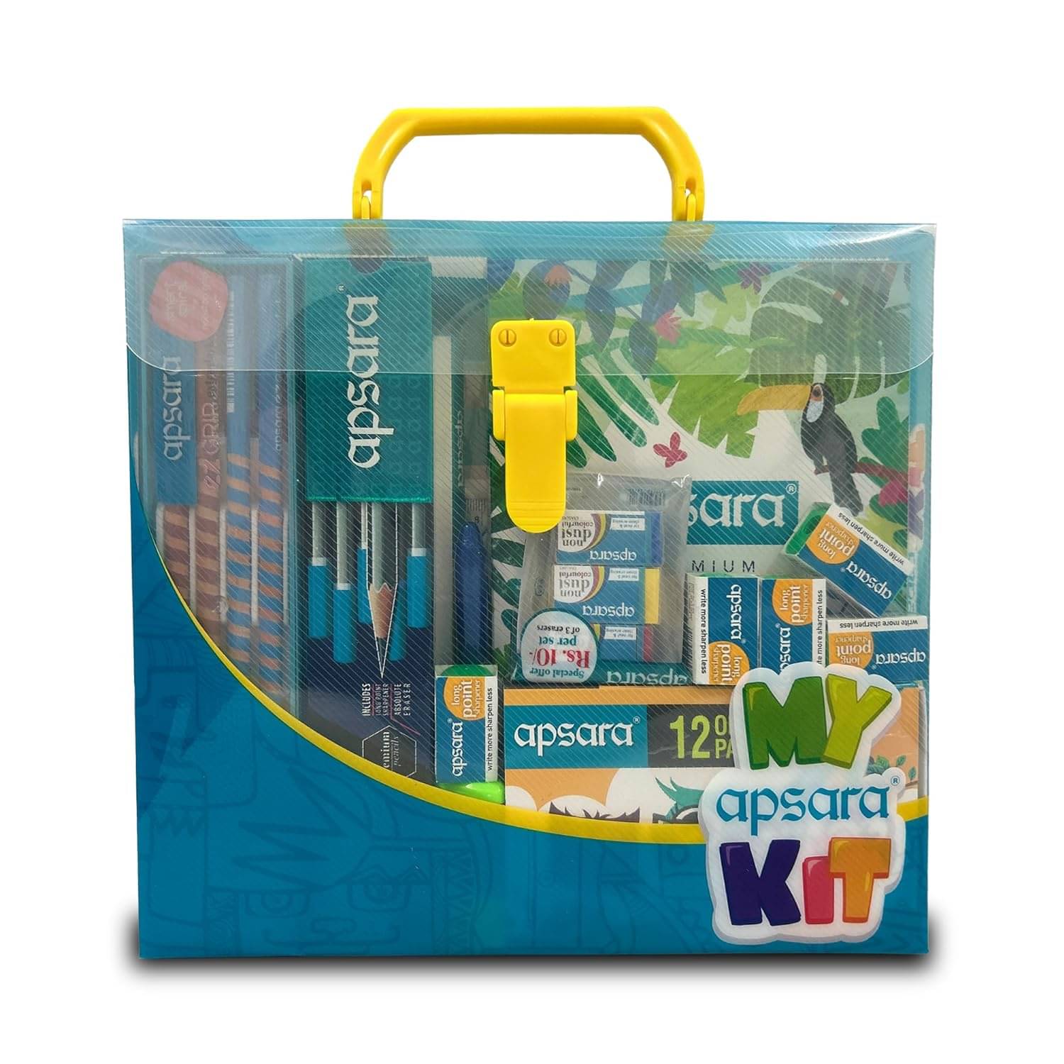     			Apsara Kit, Premium 14 Color Pencils, 24 Wax Crayons, Skater Sparkle Gel Pen, Premium Dark Pencils, Briefcase Shaped Pack For Convenient Storage, Fun Kit For Children, Multicolor