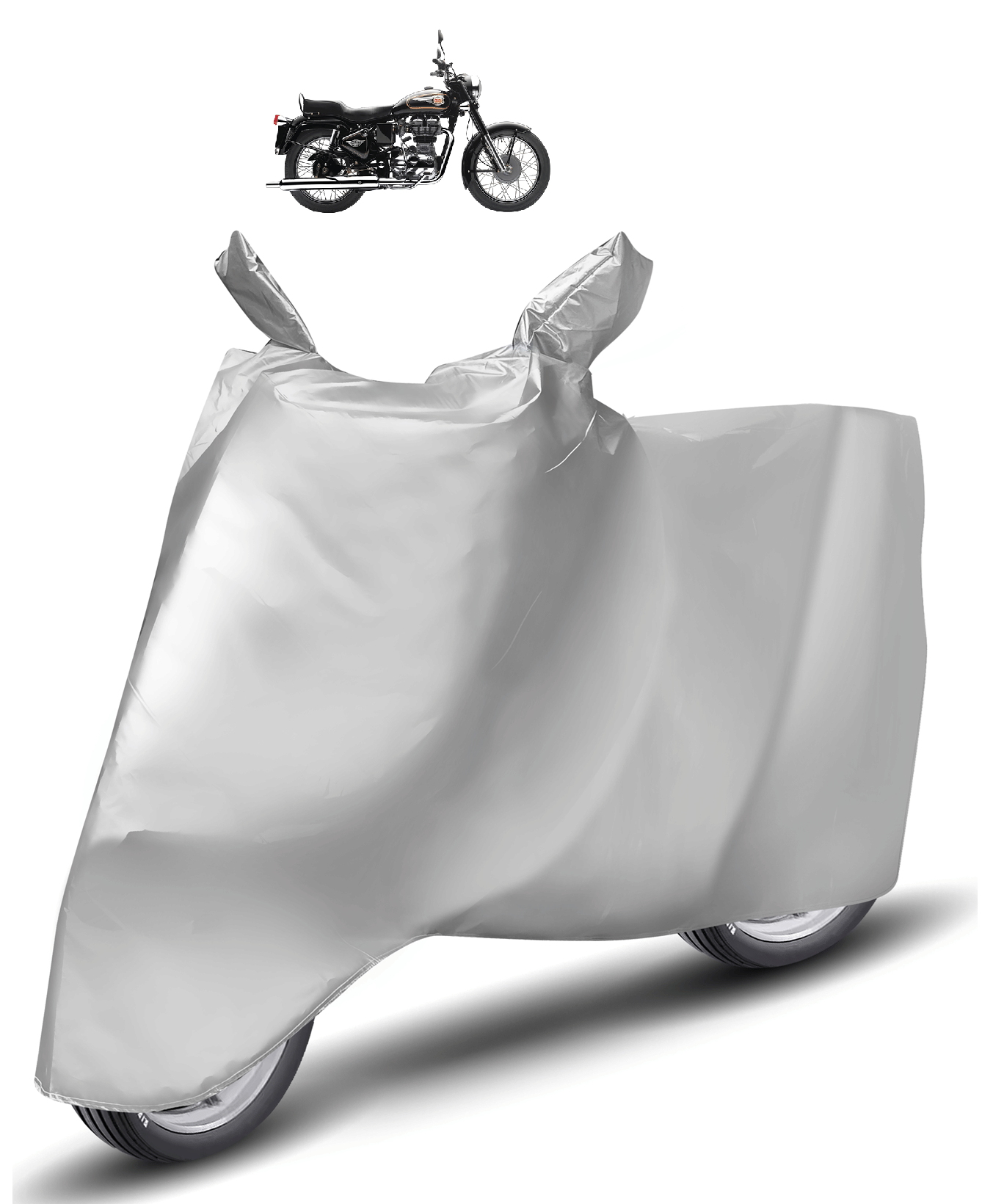     			Auto Hub Bike Body Cover for Royal Enfield Bullet 350 ( Pack of 1 ) , Silver
