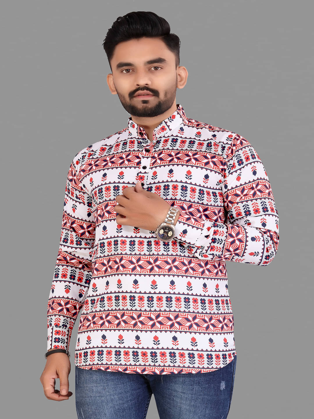 BOUGHT FIRST Red Cotton Blend Men's Shirt Style Kurta ( Pack of 1 ) BOUGHT FIRST Red Cotton Blend Men's Shirt Style Kurta ( Pack of 1 )