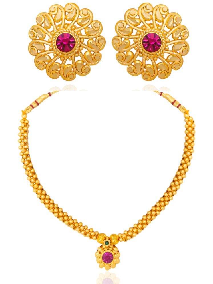     			Drashti Collection White Brass Necklace Set ( Pack of 1 )