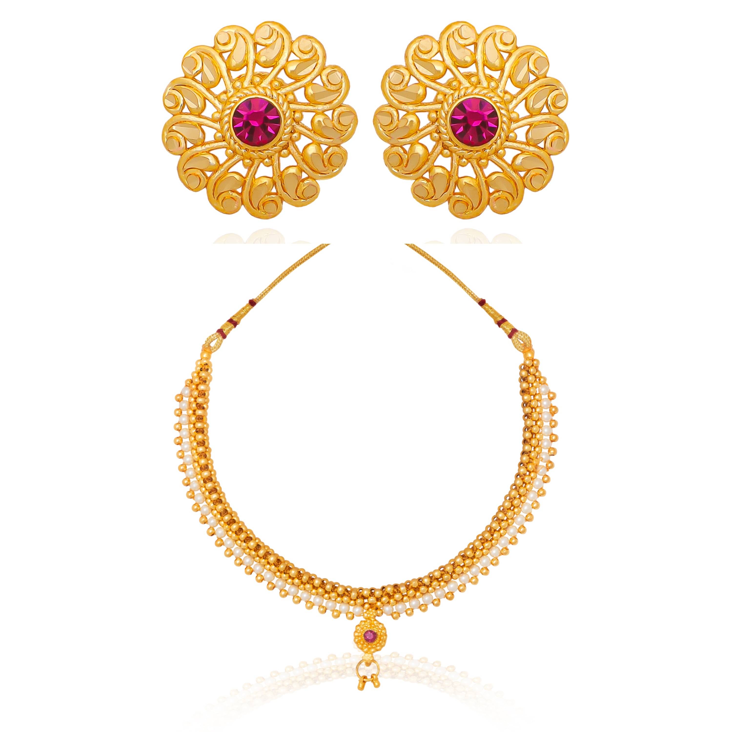     			Drashti Collection White Brass Necklace Set ( Pack of 1 )