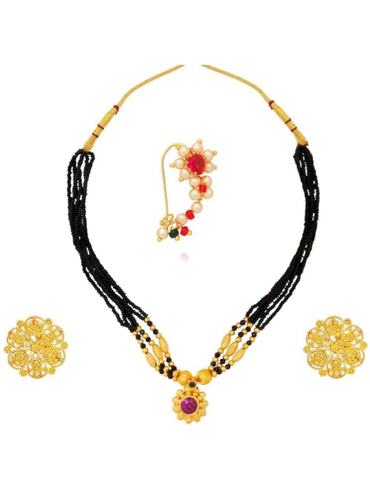     			Drashti Collection White Brass Necklace Set ( Pack of 1 )