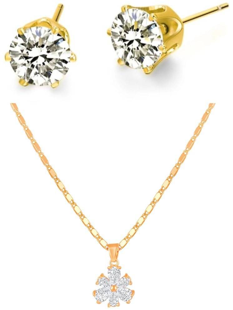     			Drashti Collection White Brass Necklace Set ( Pack of 1 )