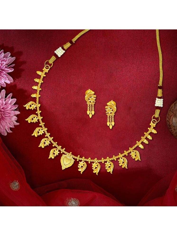     			Drashti Collection White Brass Necklace Set ( Pack of 1 )