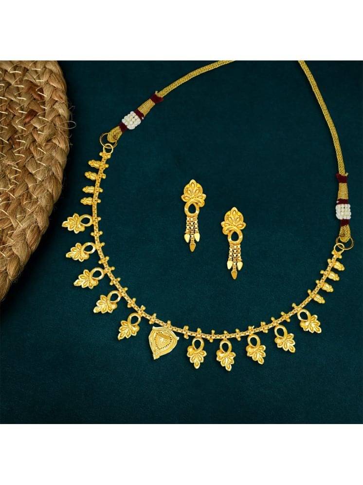     			Drashti Collection White Brass Necklace Set ( Pack of 1 )