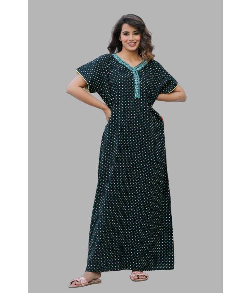     			G4Girl Green Cotton Women's Nightwear Nighty & Night Gowns ( Pack of 1 )