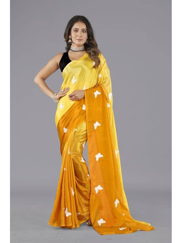 JULEE Chiffon Embroidered Saree With Unstitched Blouse Piece ( Yellow ) JULEE Chiffon Embroidered Saree With Unstitched Blouse Piece ( Yellow )