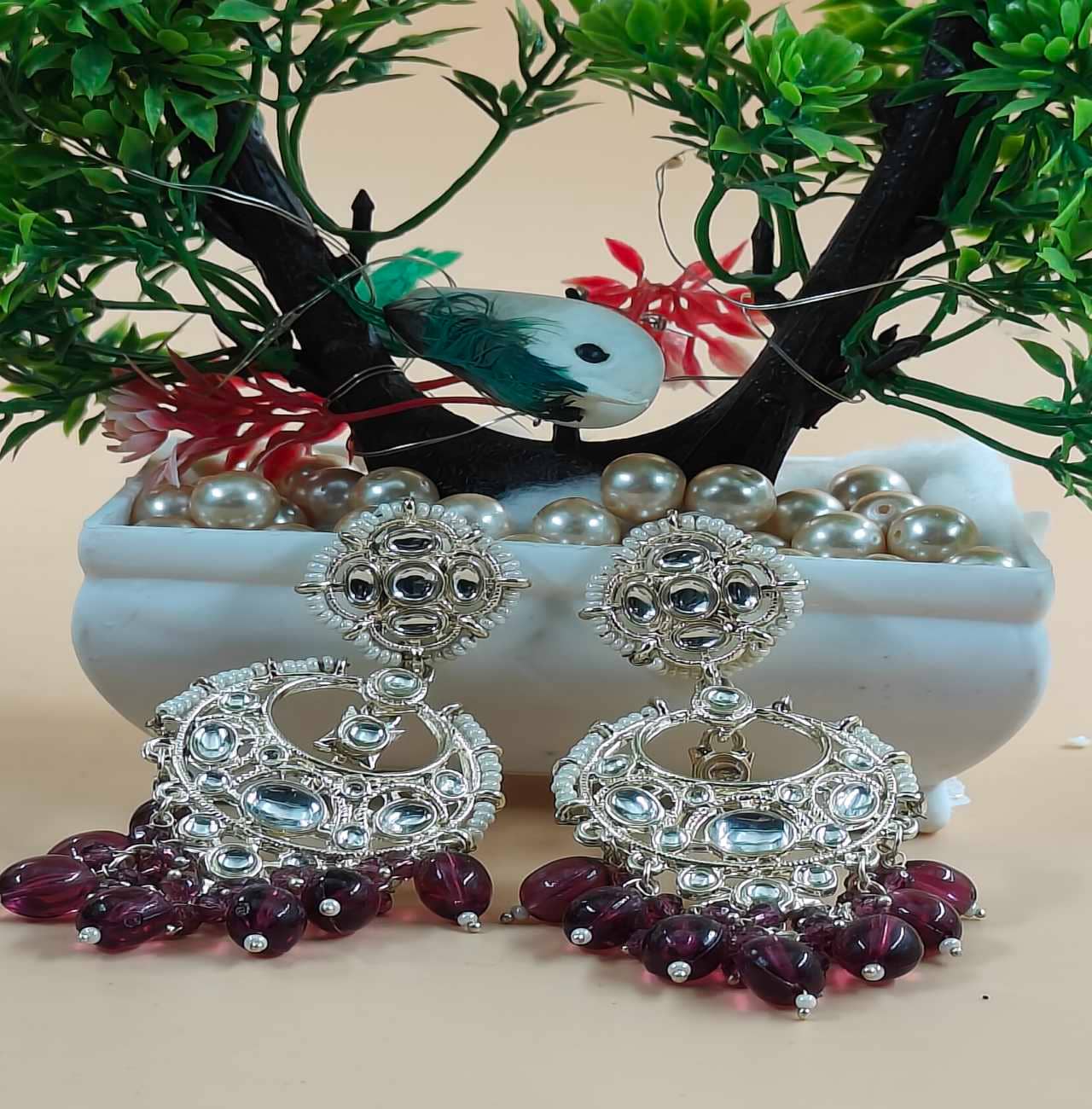 Jiyanshi fashion Purple Chandbalis Earrings ( Pack of 1 ) - Earrings | Buy online on ZillyBuy