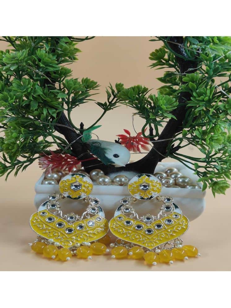 Jiyanshi fashion Yellow Chandbalis Earrings ( Pack of 1 ) - Earrings | Buy online on ZillyBuy