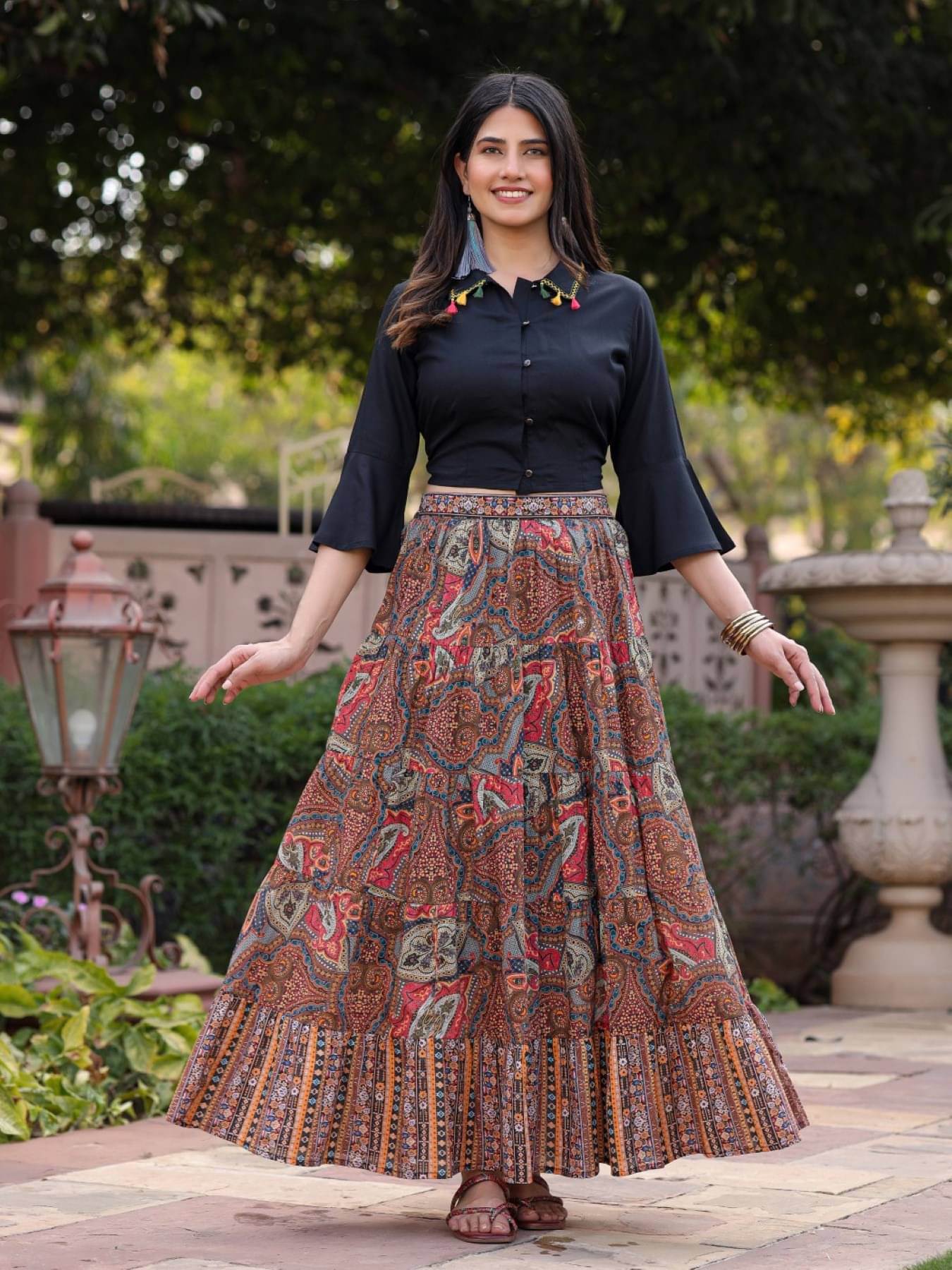     			Juniper Women Printed Shirt With Skirt Co-Ord Set ( Multi Color )