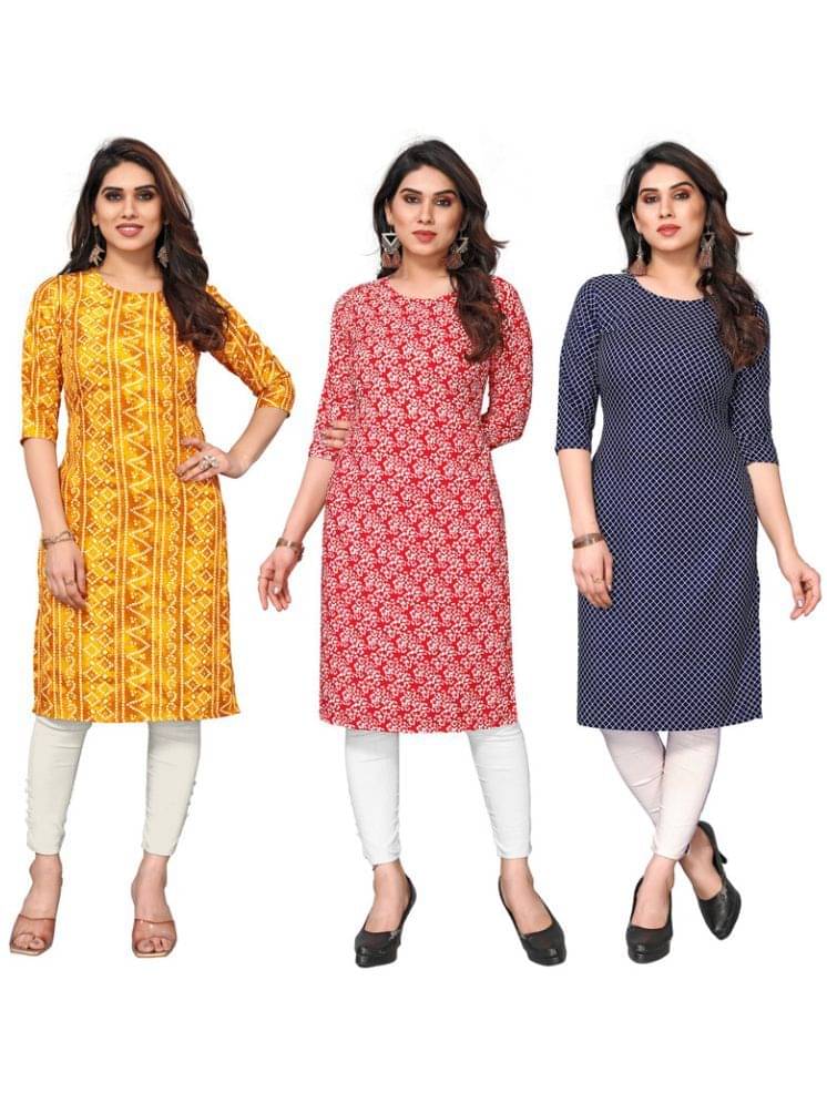     			KETAKI FASHION Crepe Printed Straight Women's Kurti - Multicolor5 ( Pack of 3 )