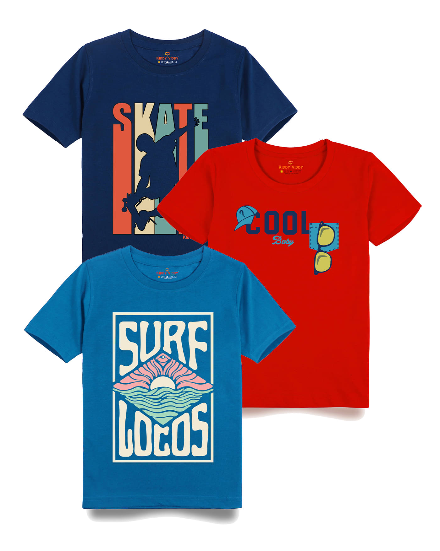     			KIDDY VIDDY Pack of 5 Boys Cotton T-Shirt ( Blue )