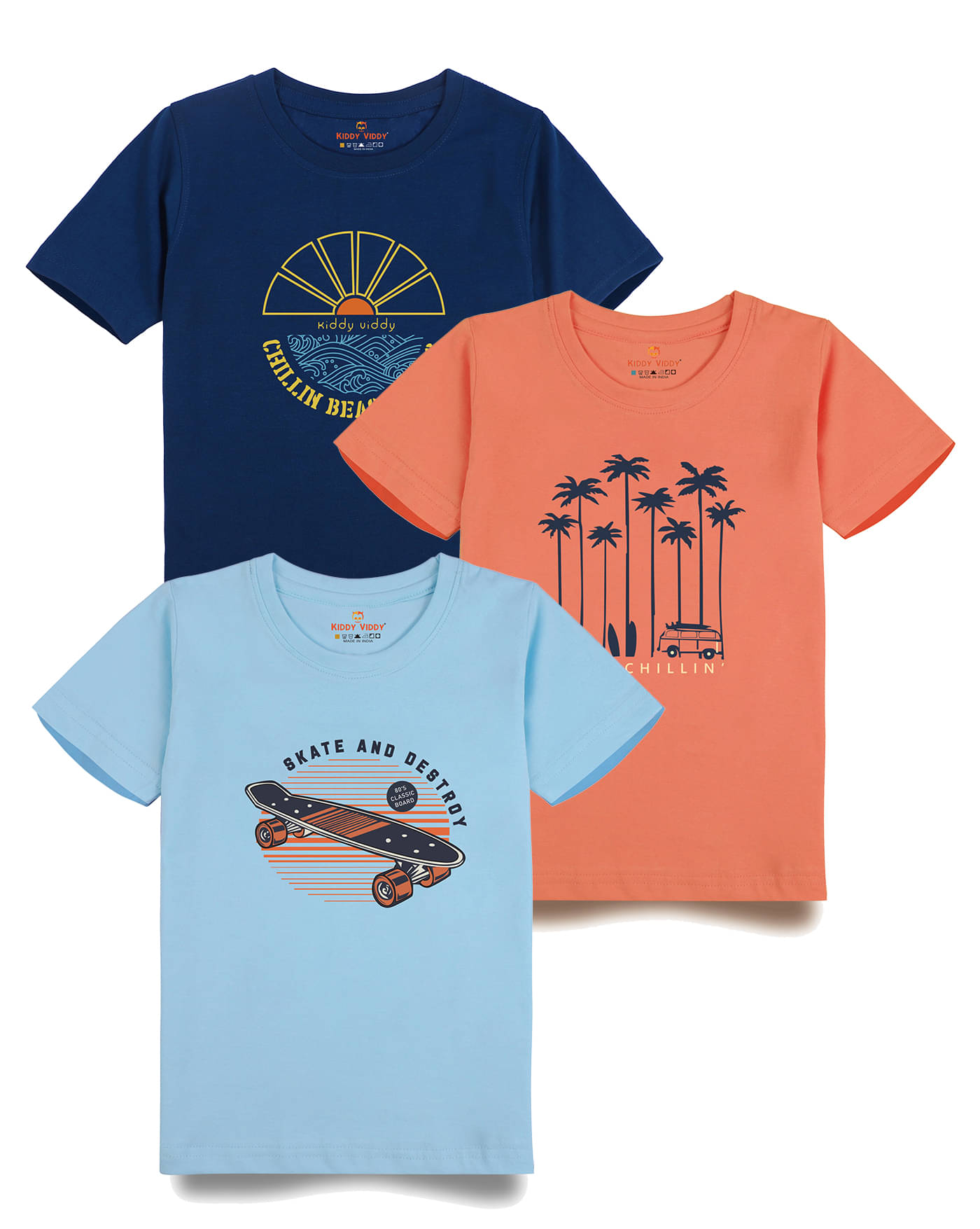     			KIDDY VIDDY Pack of 1 Boys Cotton T-Shirt ( Light Blue )