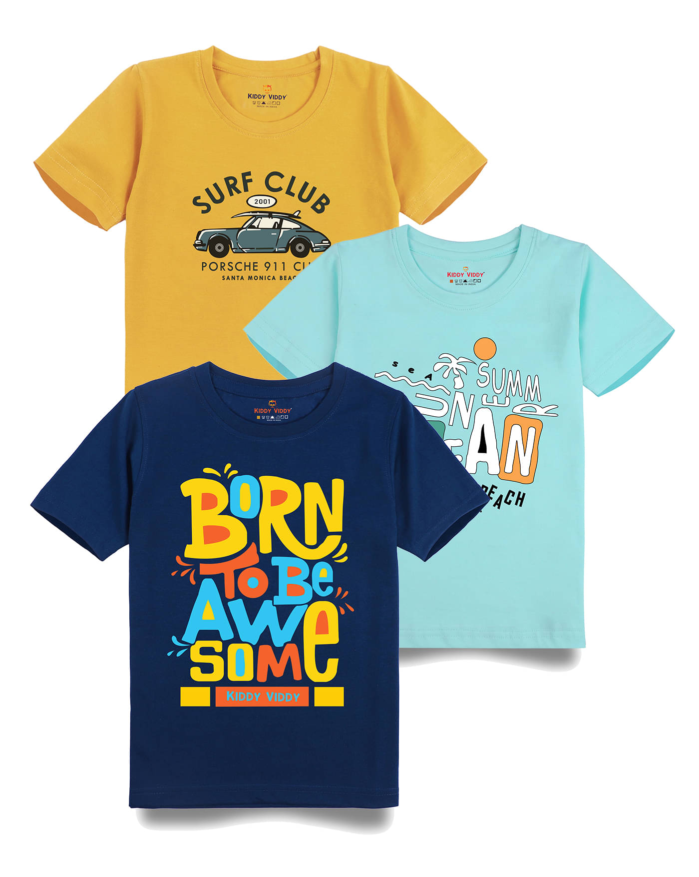     			KIDDY VIDDY Pack of 1 Boys Cotton T-Shirt ( Navy Blue )
