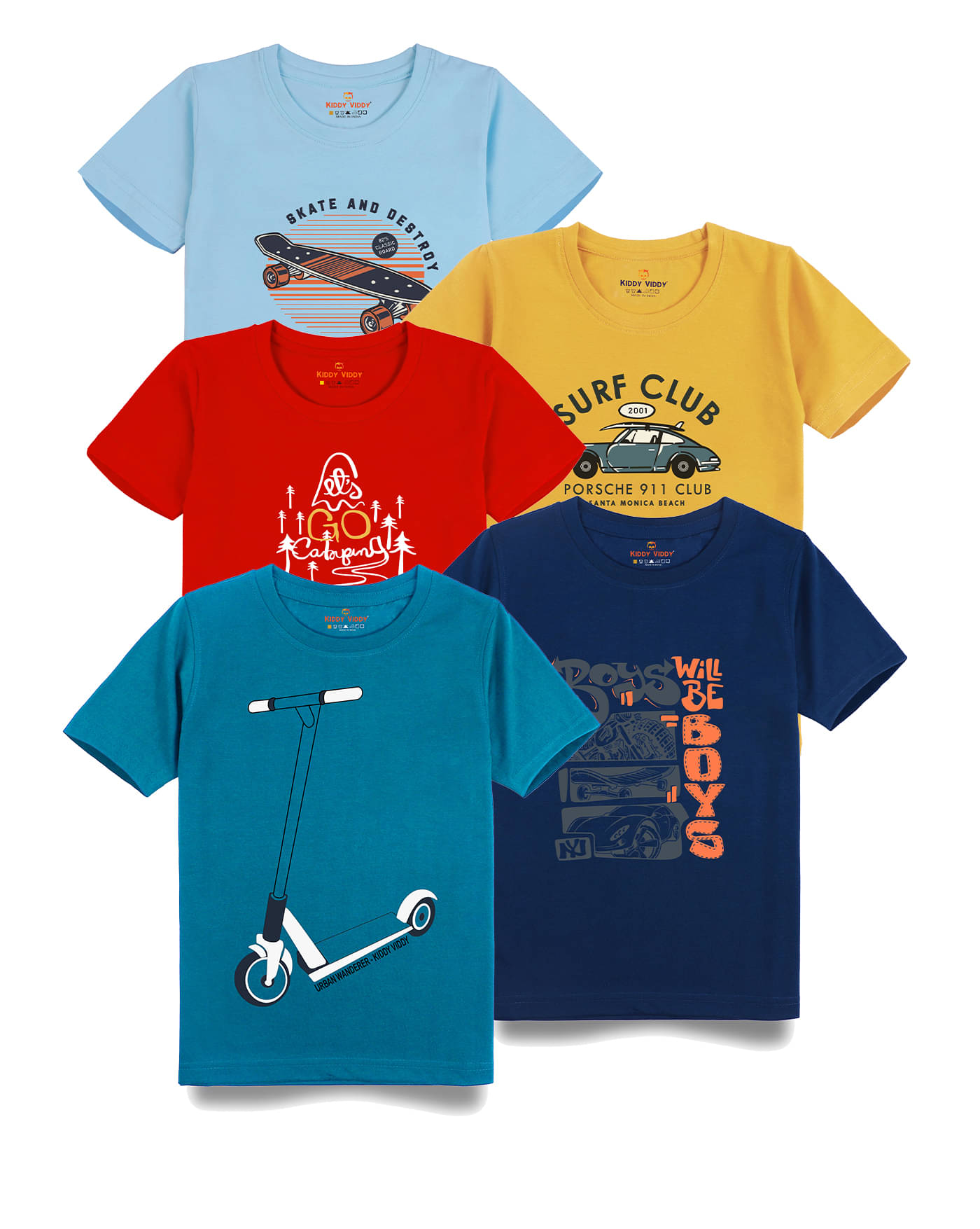     			KIDDY VIDDY Pack of 3 Boys Cotton T-Shirt ( Navy Blue )