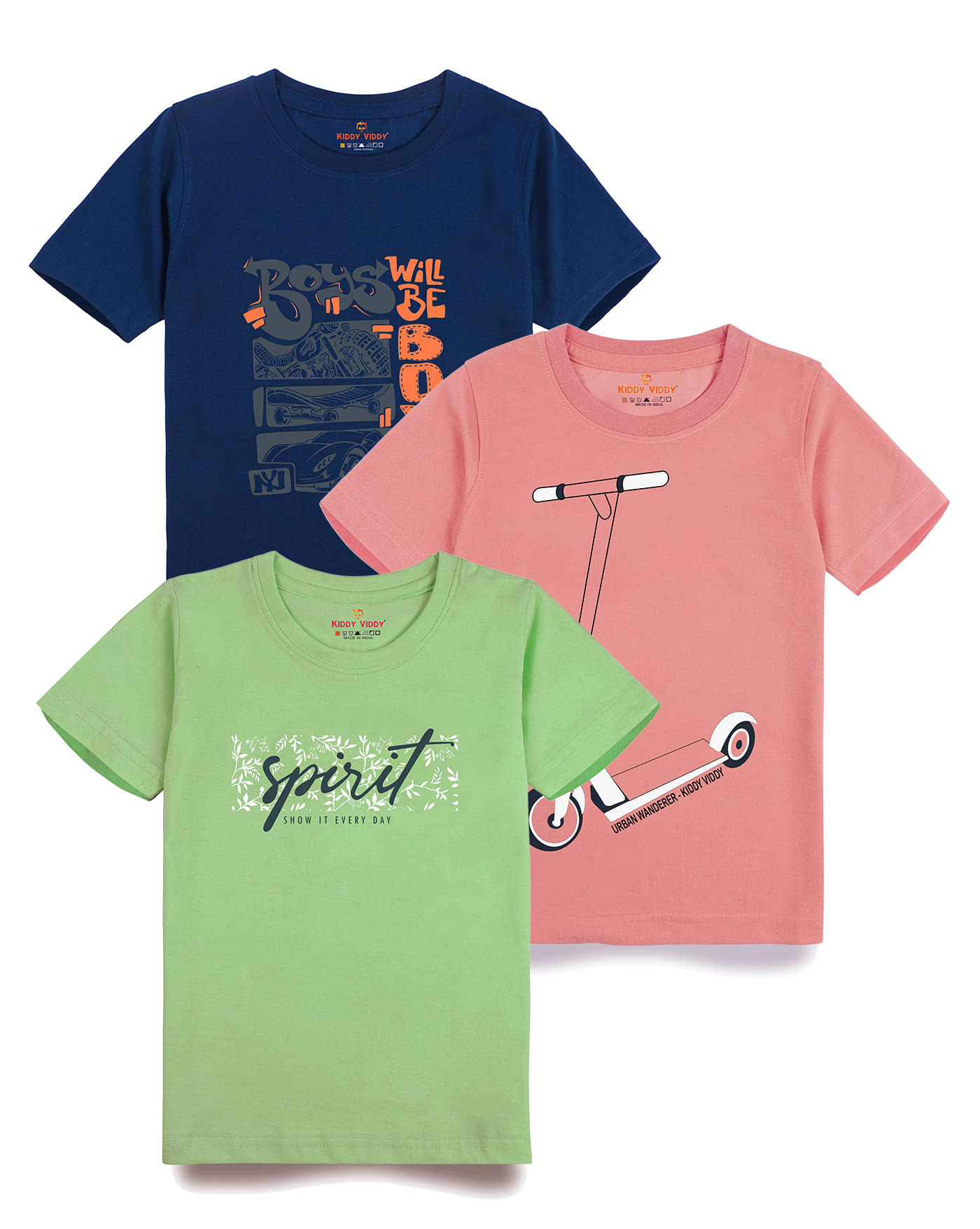     			KIDDY VIDDY Pack of 1 Boys Cotton T-Shirt ( Rust )