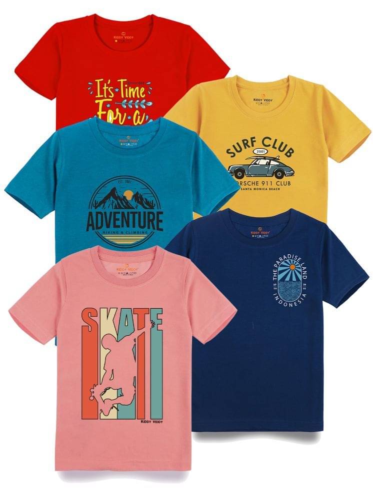     			KIDDY VIDDY Pack of 4 Boys Cotton T-Shirt ( Teal )