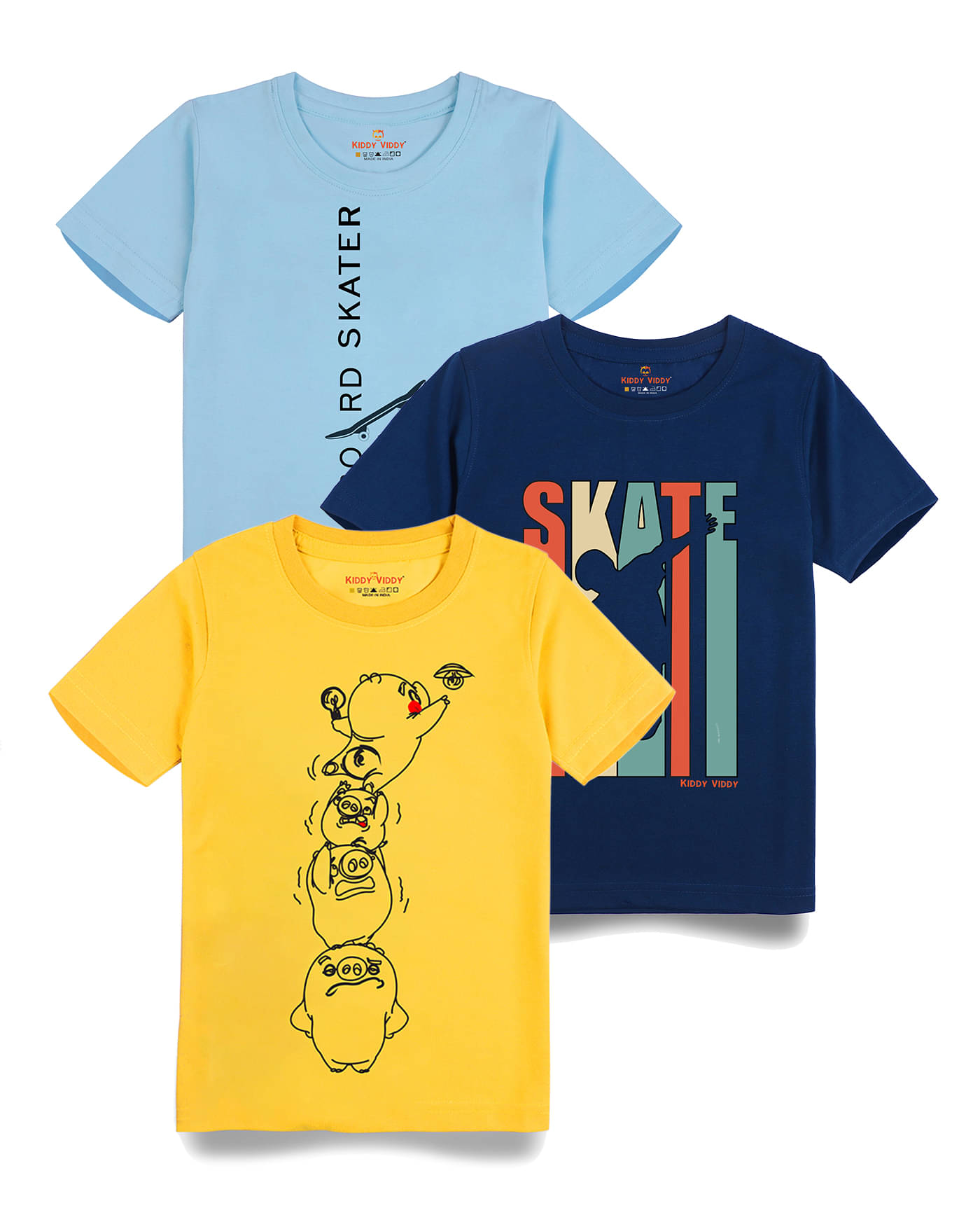     			KIDDY VIDDY Pack of 1 Boys Cotton T-Shirt ( Yellow )