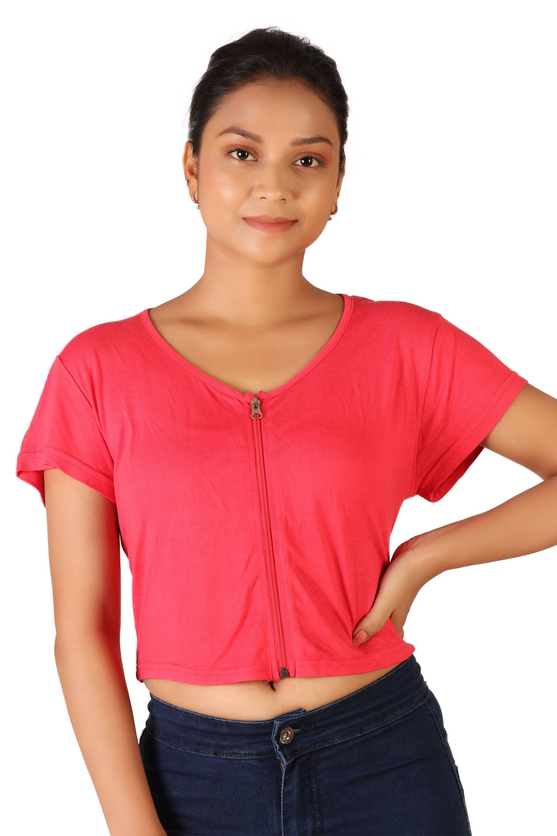 Leean Patterns Cotton Lycra Women's Shrugs - Pink ( Single ) Leean Patterns Cotton Lycra Women's Shrugs - Pink ( Single )