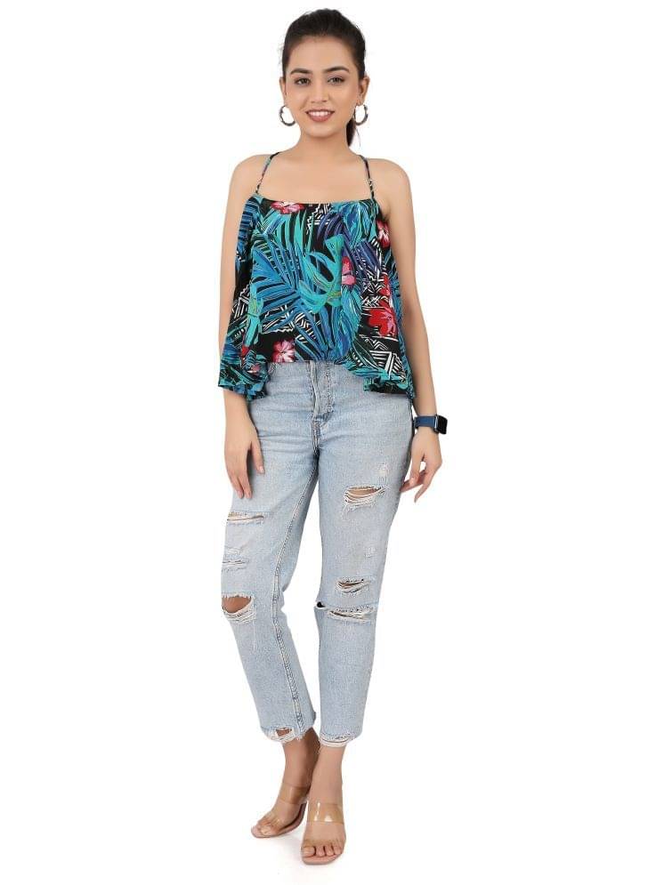     			Leean Patterns Women's Polyester Asymmetrical Top ( Green )