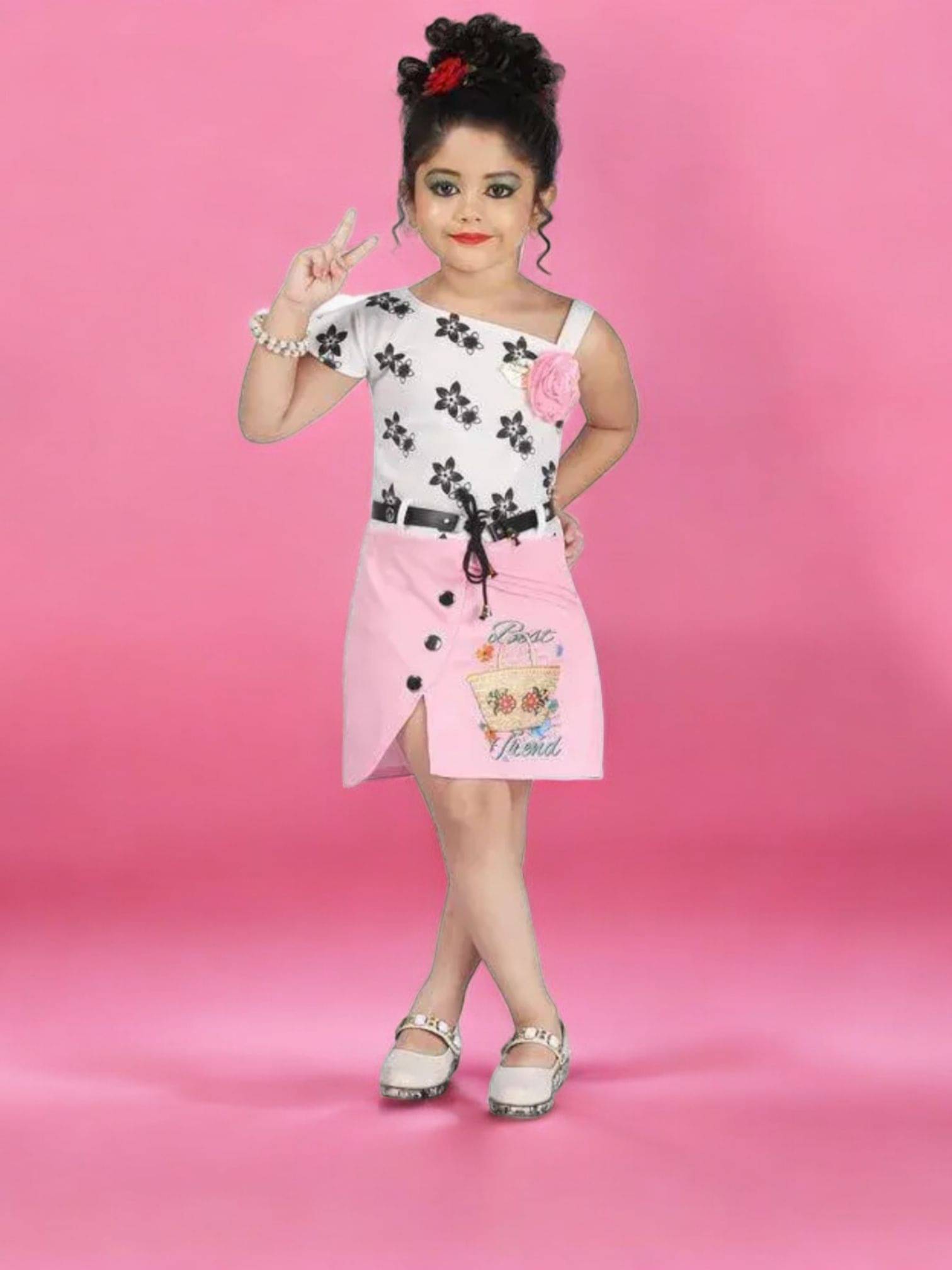     			Mullick the designer Pack of 1 Baby Girls Crepe Dress ( Pink )