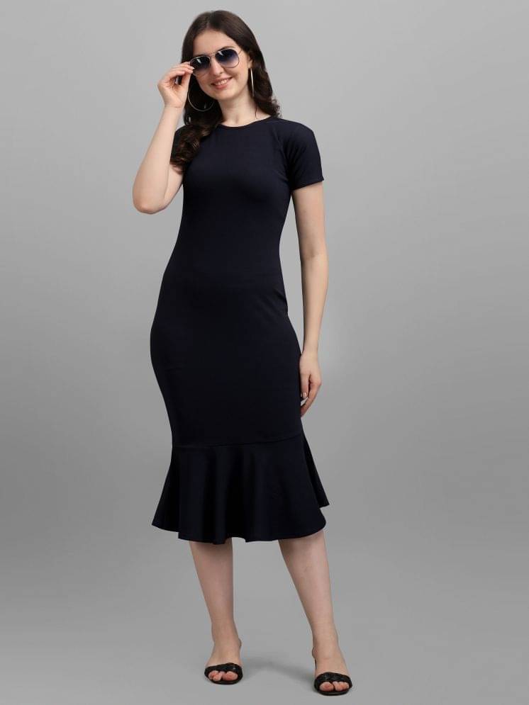     			PURVAJA Women Lycra Solid Bodycon Dress ( Blue )