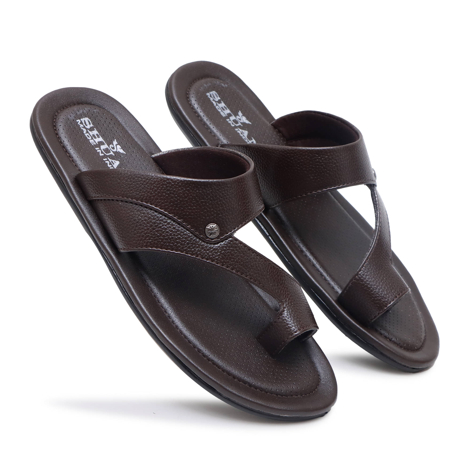     			SHUAN Brown Men's Thong Flip Flop