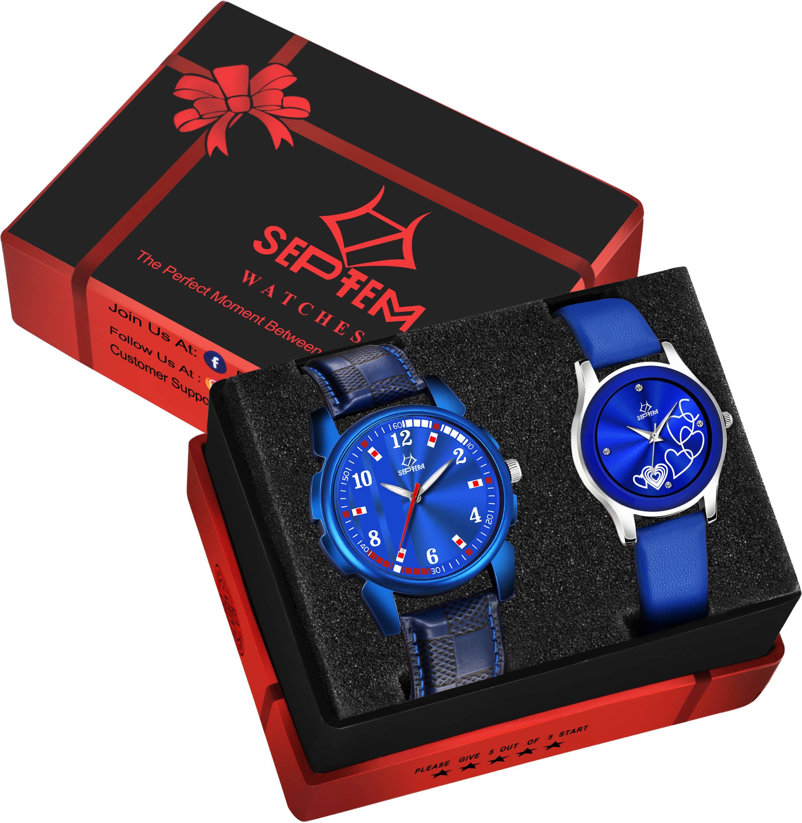 Septem Blue Leather Analog Womens Watch