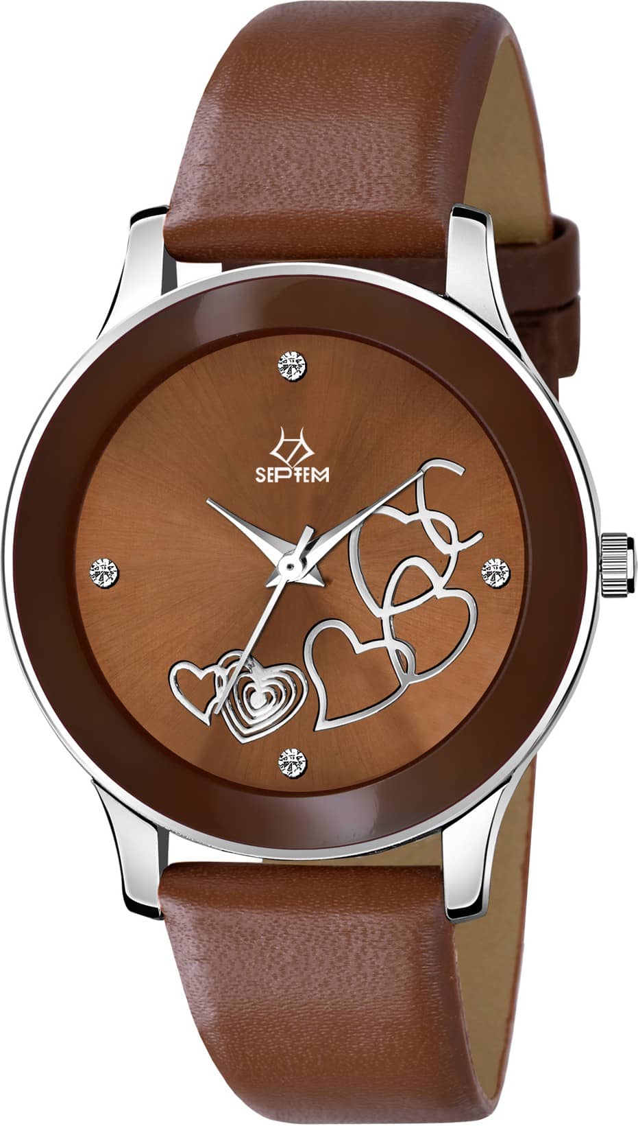 Septem Brown Leather Analog Womens Watch