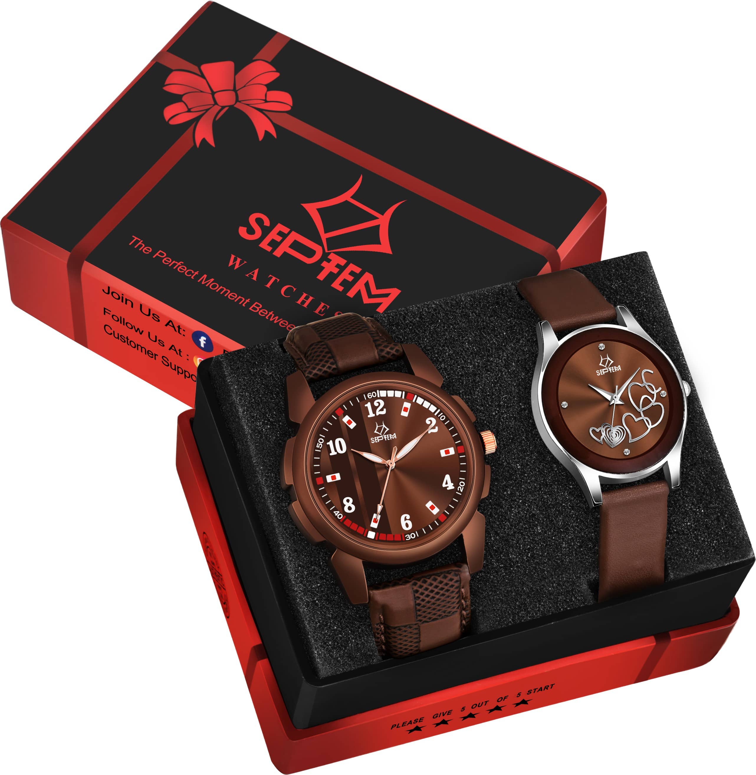Septem Brown Leather Analog Womens Watch