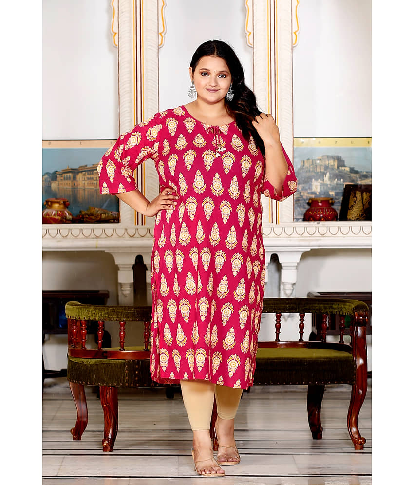 Swasti Cotton Printed Straight Women's Kurti - Pink ( Pack of 1 ) - Kurtis, Tunics | Buy online on ZillyBuy