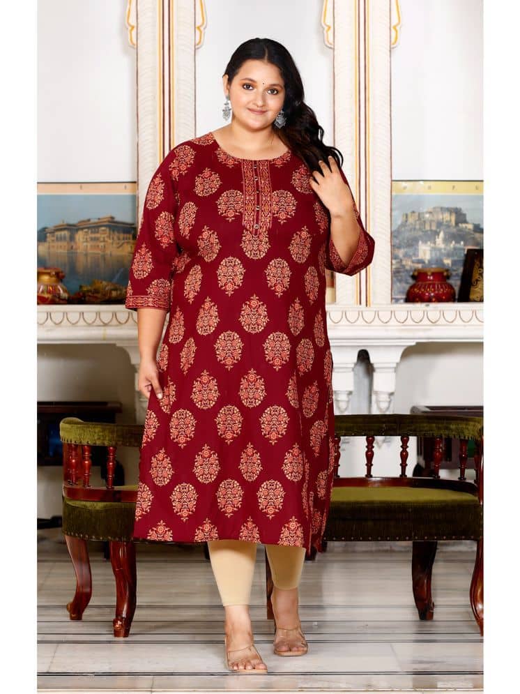 Swasti Cotton Printed Straight Women's Kurti - Brown ( Pack of 1 ) - Kurtis, Tunics | Buy online on ZillyBuy