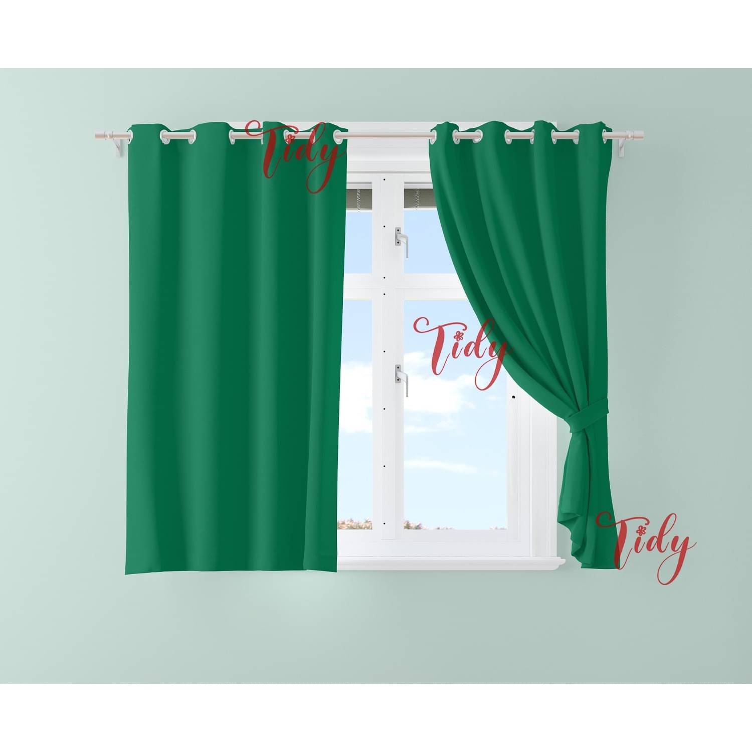     			Tidy Solid Room Darkening Eyelet Curtain 5 ft ( Pack of 2 ) - Green