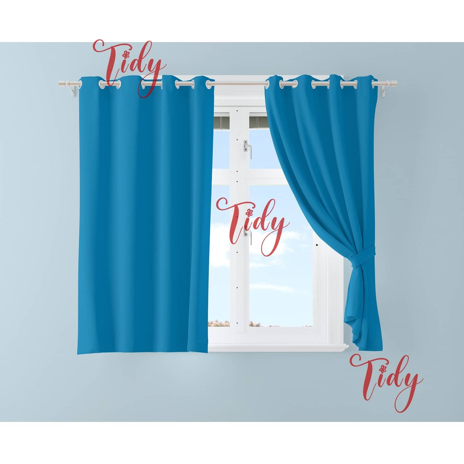 Tidy Solid Room Darkening Eyelet Curtain 5 ft ( Pack of 2 ) - Blue Tidy Solid Room Darkening Eyelet Curtain 5 ft ( Pack of 2 ) - Blue