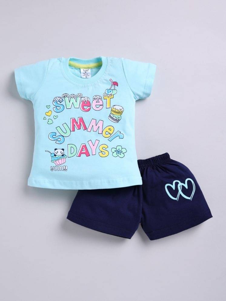     			Todd N Teen Pack of 1 Girls Cotton Top With Shorts ( Blue )
