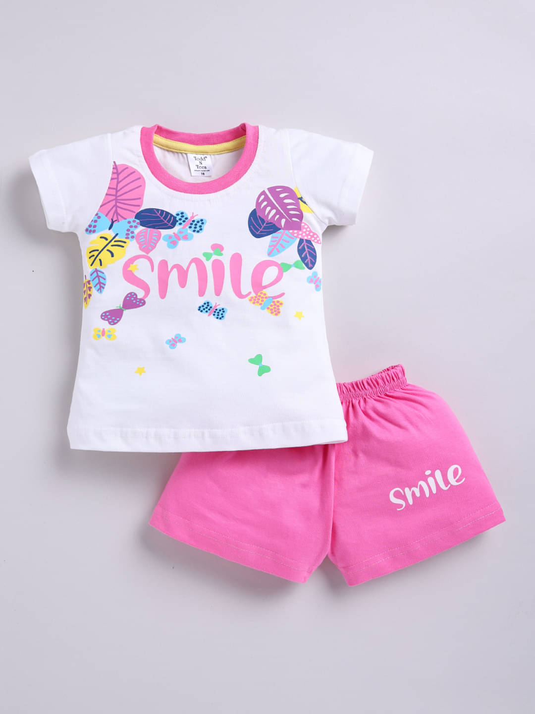     			Todd N Teen Pack of 1 Girls Cotton Top With Shorts ( White )