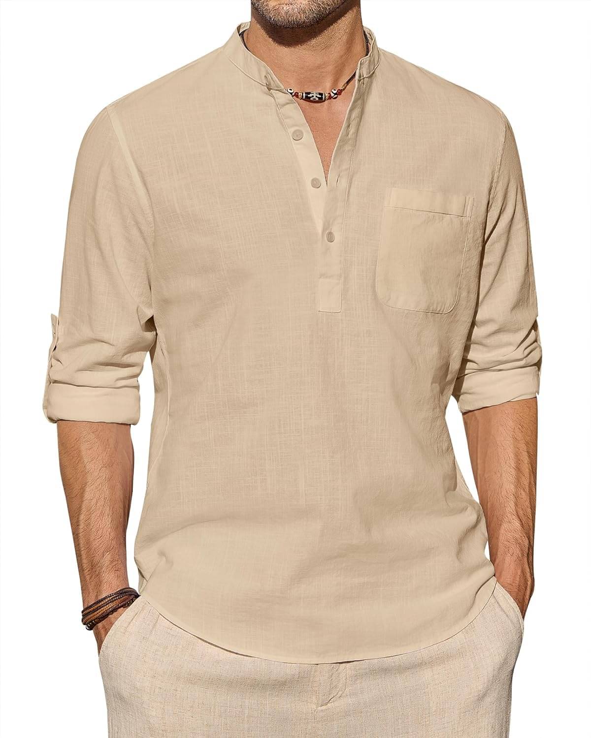     			Vida Loca Beige Cotton Blend Men's Shirt Style Kurta ( Pack of 1 )