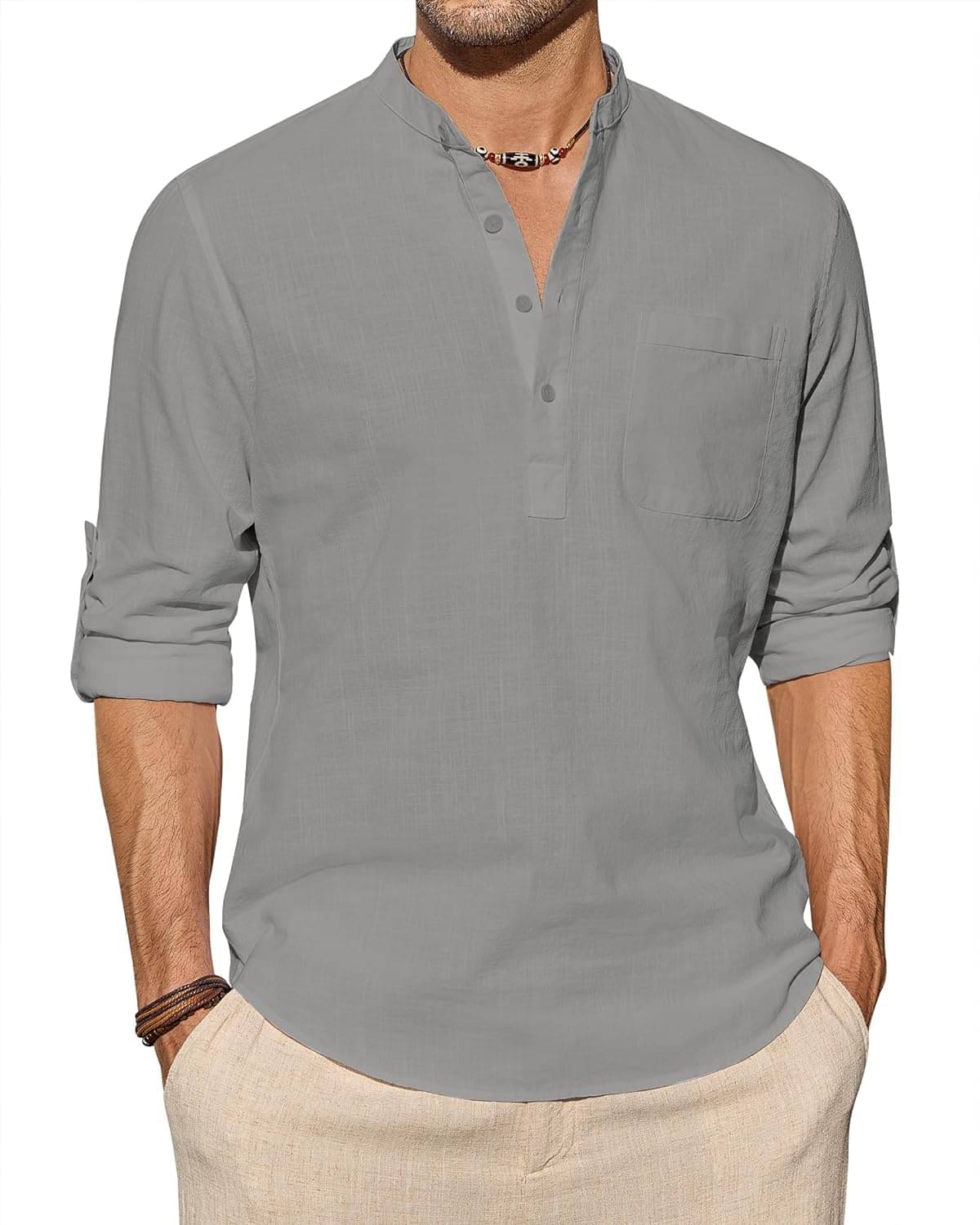     			Vida Loca Grey Cotton Blend Men's Shirt Style Kurta ( Pack of 1 )