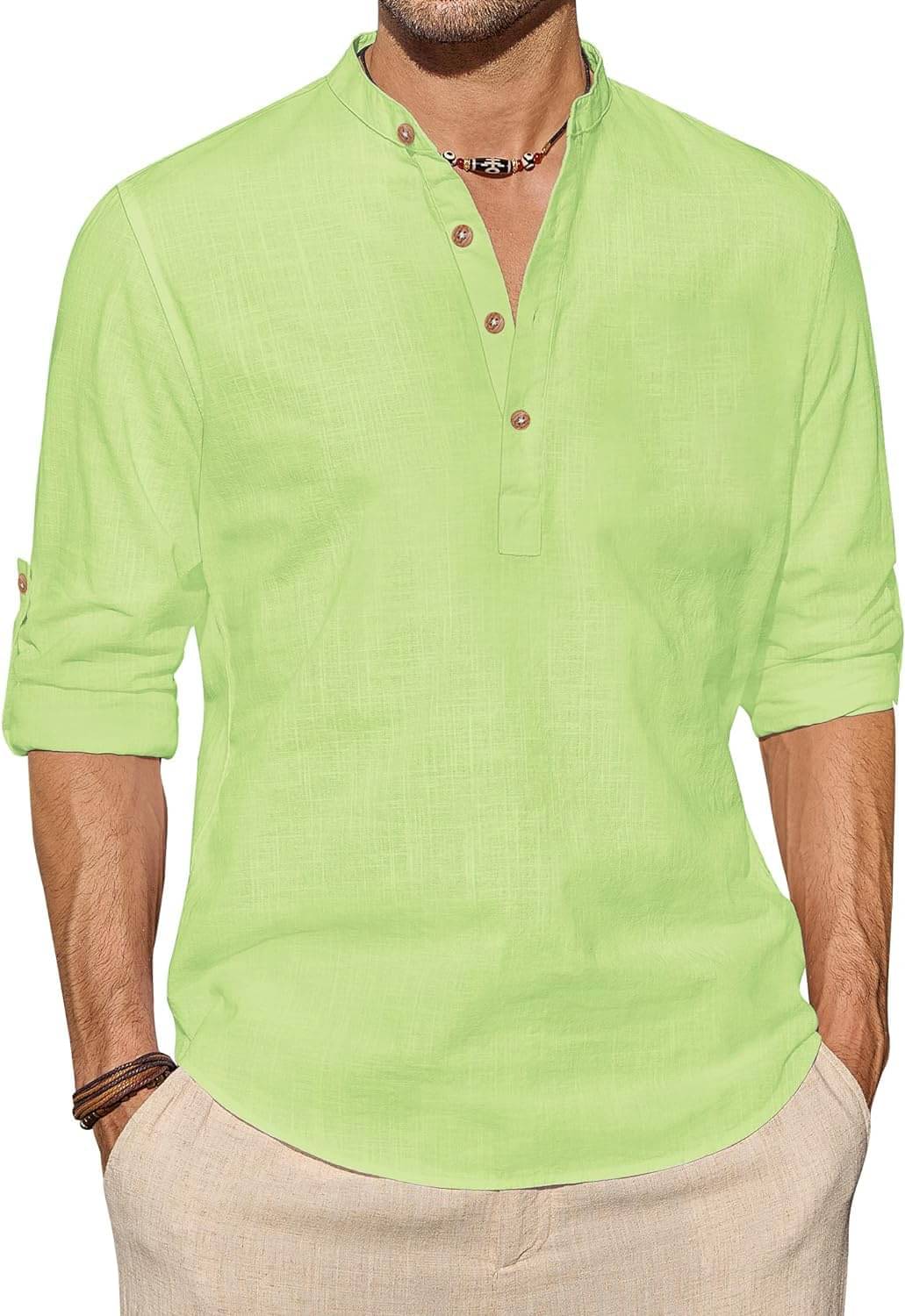 Vida Loca Light Green Cotton Blend Men's Shirt Style Kurta ( Pack of 1 ) Vida Loca Light Green Cotton Blend Men's Shirt Style Kurta ( Pack of 1 )