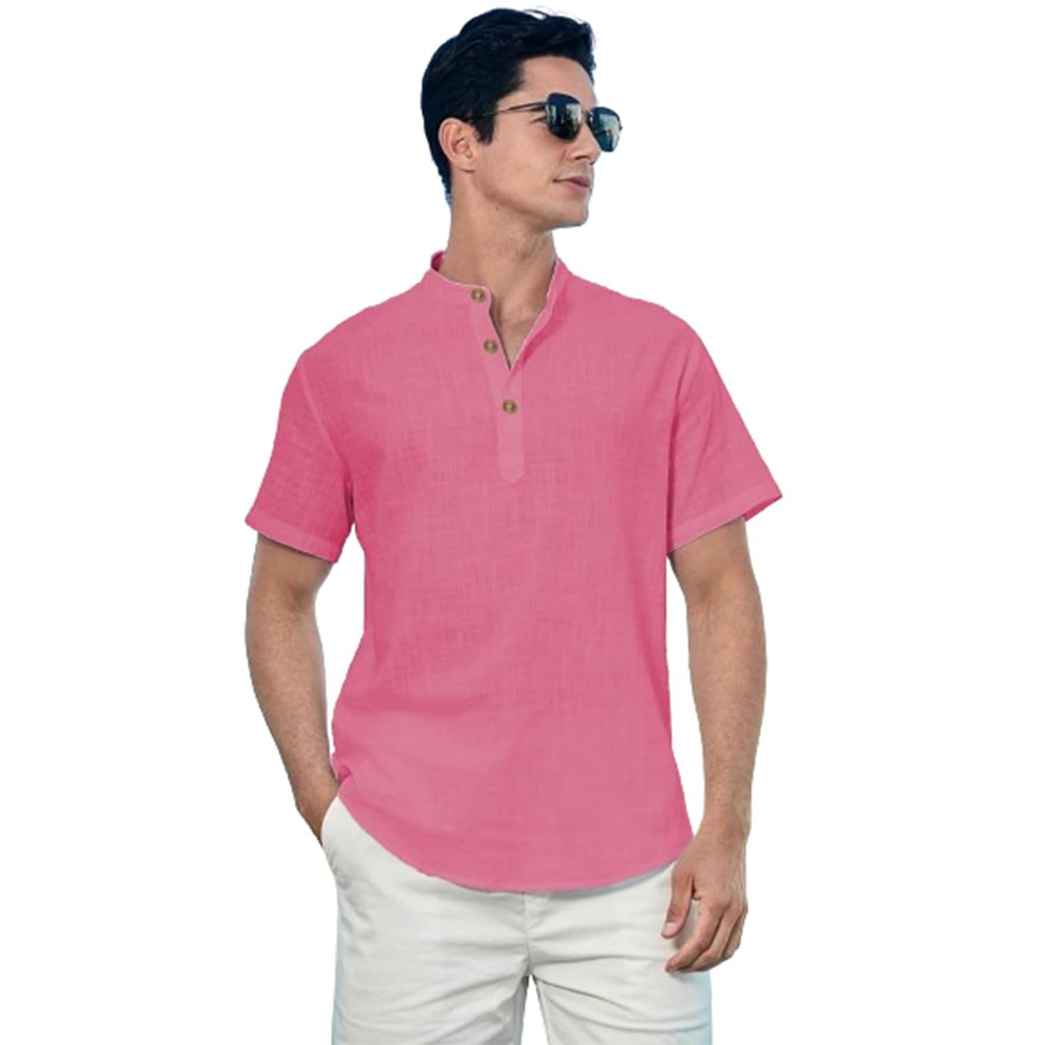     			Vida Loca Pink Cotton Blend Men's Shirt Style Kurta ( Pack of 1 )