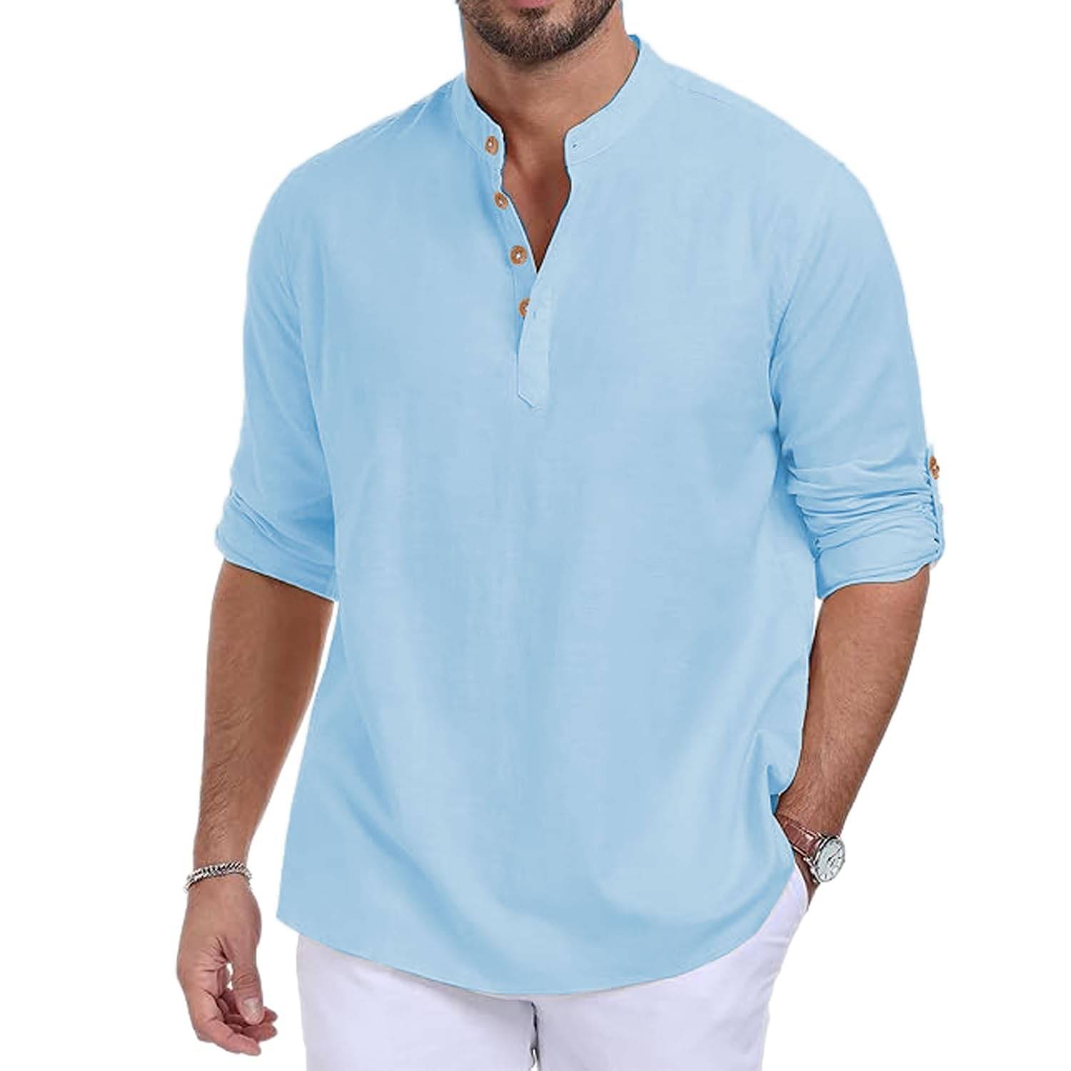     			Vida Loca Sky Blue Cotton Blend Men's Shirt Style Kurta ( Pack of 1 )