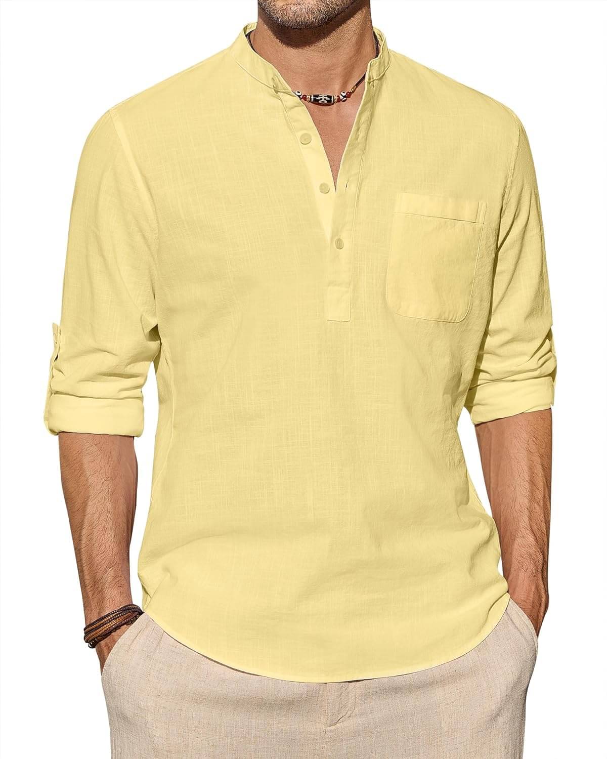     			Vida Loca Yellow Cotton Blend Men's Shirt Style Kurta ( Pack of 1 )