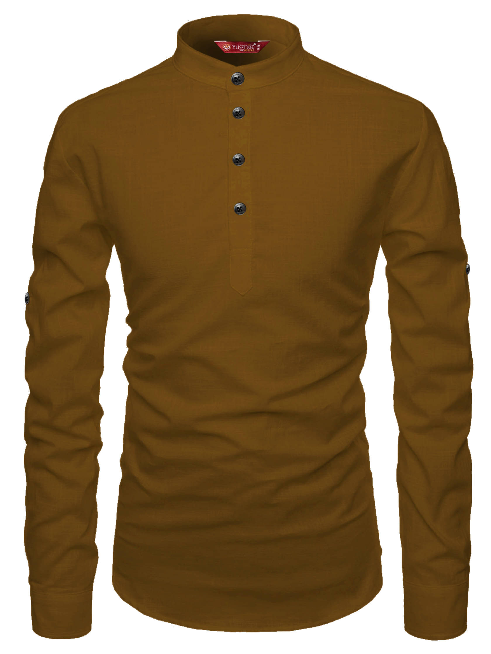     			Yugnik Gold Cotton Men's Shirt Style Kurta ( Pack of 1 )